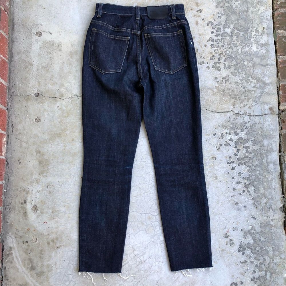 Proenza Schouler PS-J3 Jeans Hi High Rise Waisted Skinny Dark Wash Raw Hem 25 - Picture 4 of 5